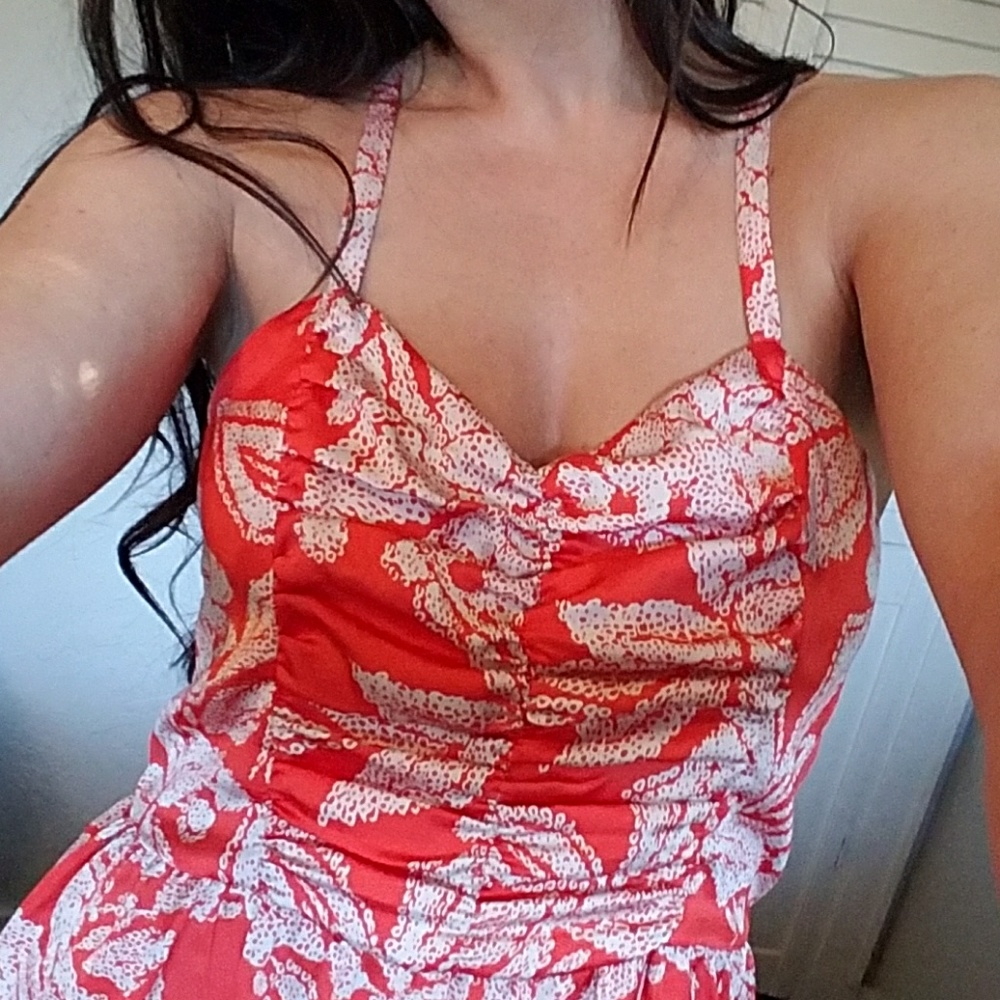 Orange & White Printed Dress